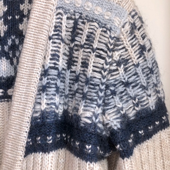 Blue and white Italian wool cardigan M - Picture 2 of 4